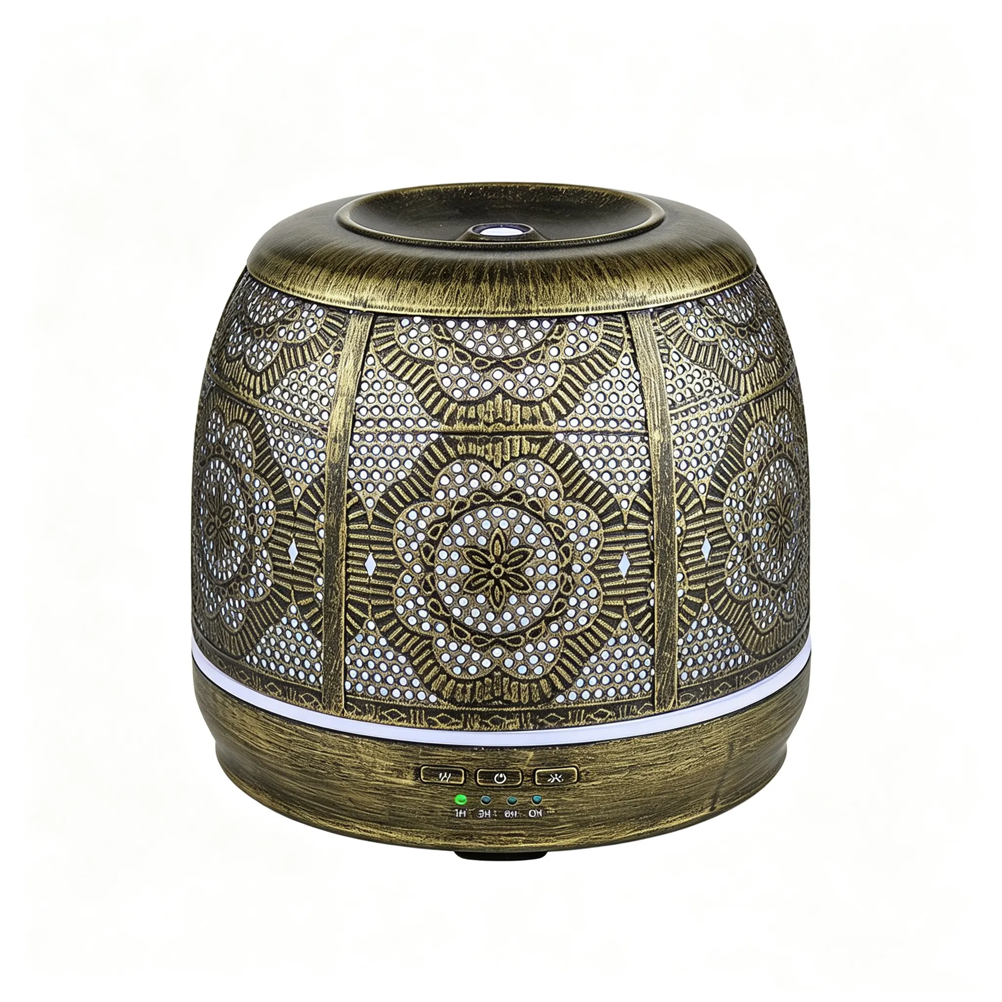 Vintage Metal Hollow‑Out Aroma Diffuser, 7‑Color LED Night Light Ultrasonic Essential Oil Humidifier with Timer for Home Decor & Sleep Aid eltralife