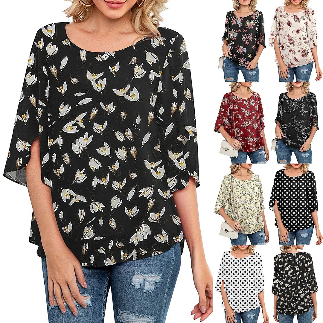 Women Half Sleeve V-neck Solid Color Dress