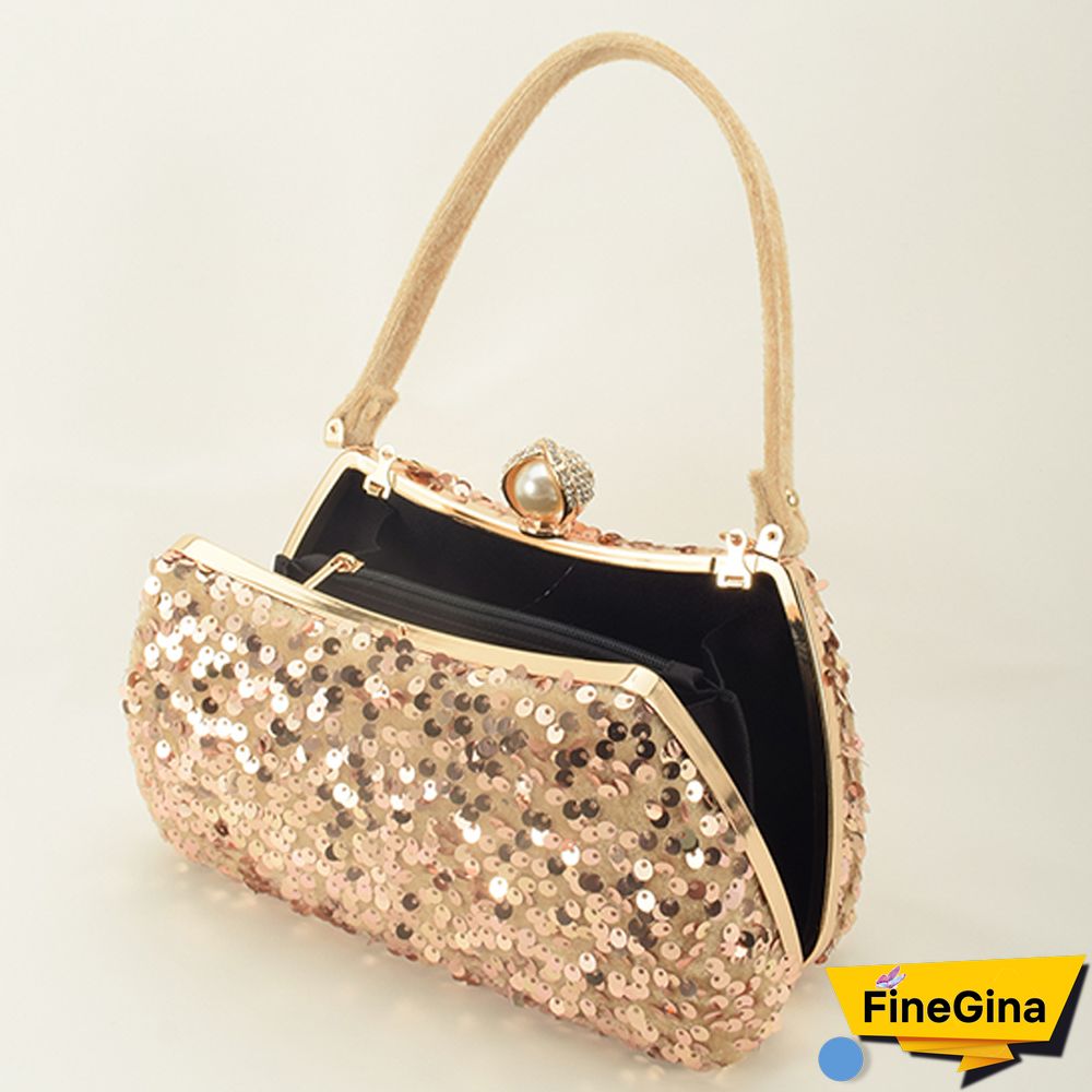 Black Formal Patchwork Sequins Bags