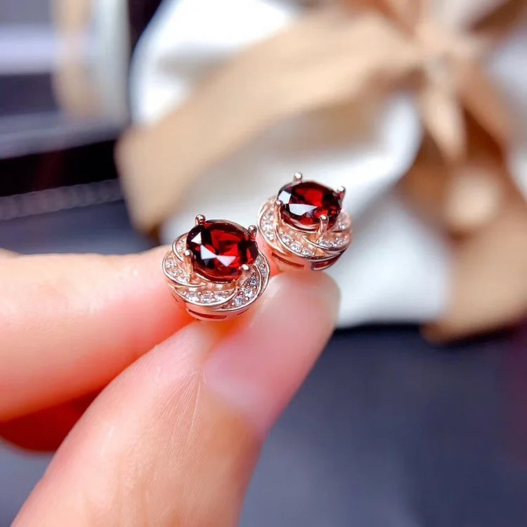 Fashion Red and Green Gem Stud Earrings