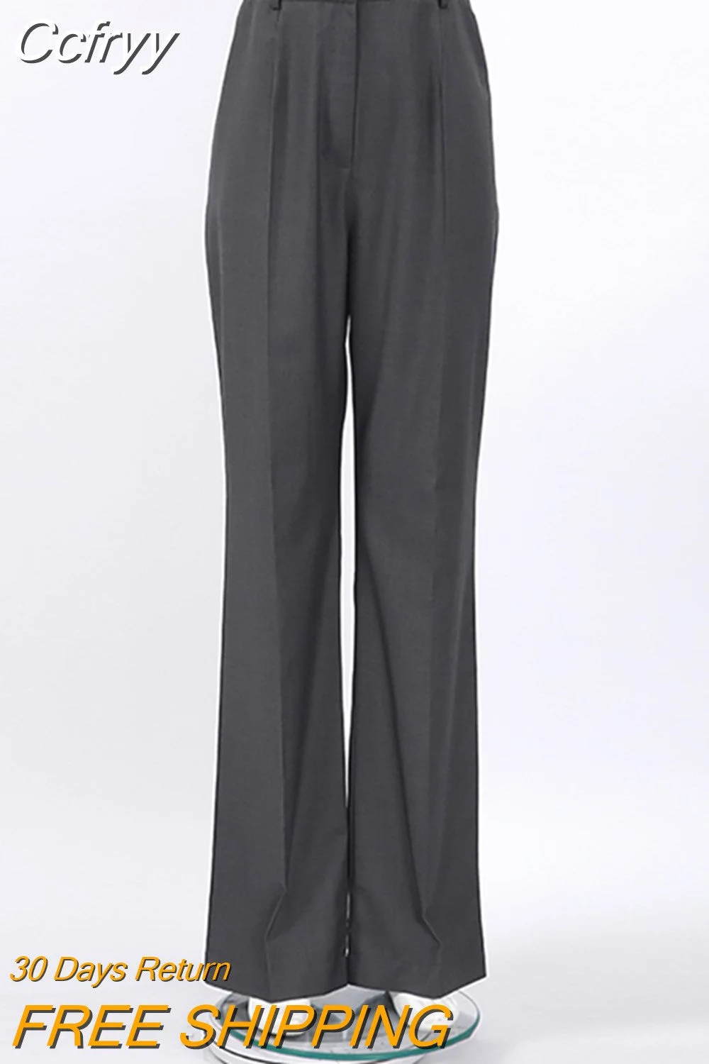 Huibahe Spring Summer Office Trousers Ladies Work Long Pants Women Gray Fashion Pocket Pants Zipper Button Trousers Female