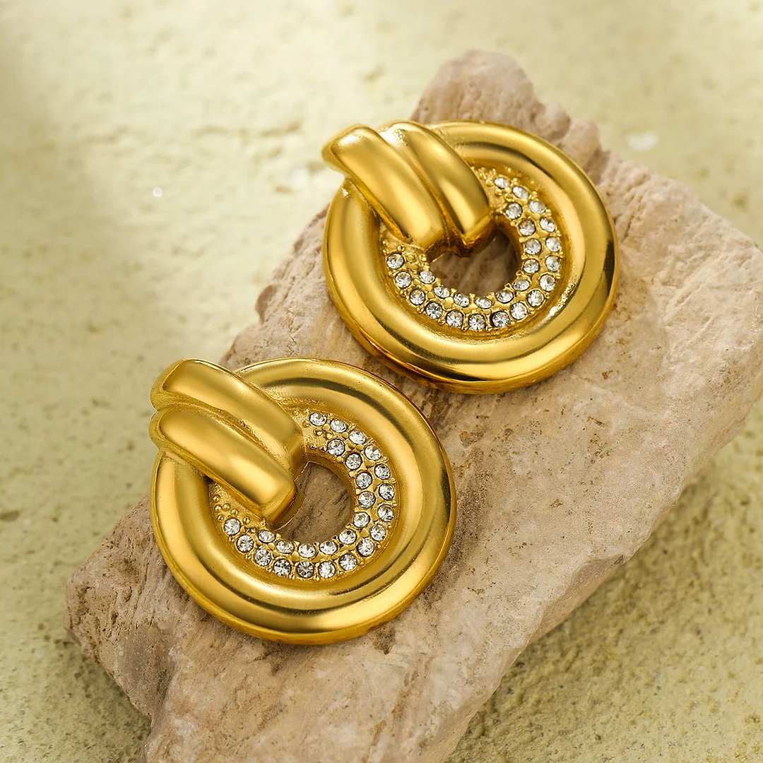 Titanium Steel Round Hollow Stud Earrings