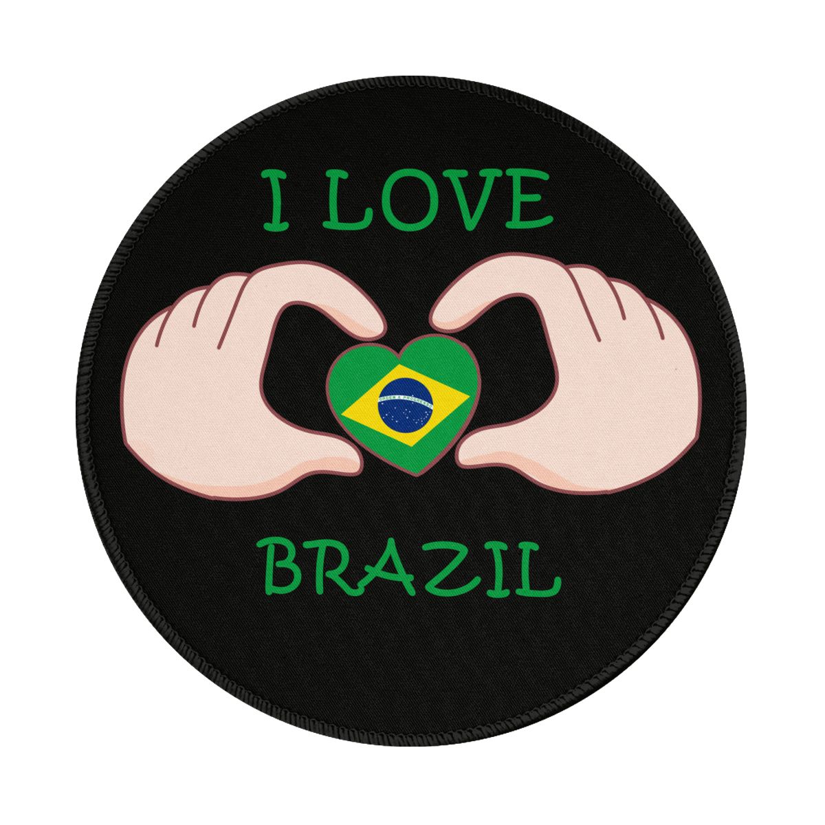 I Love Brazil Waterproof Round Mouse Pad for Wireless Mouse