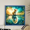 Lion Cub Green Reflection-11CT Stamped Cross Stitch 40*40cm/15.75*15.75in