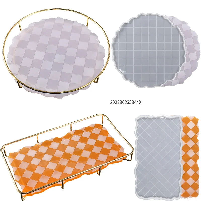 Irregular Lace Checkerboard Grid Fruit Table Setting Silicone Mold