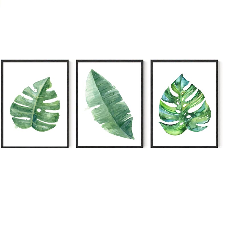 3Pcs/Lot Plants Poster Green Leaves Decorative Picture Modern Wall Art Interior Paintings for Living Room Home Decor No Frame