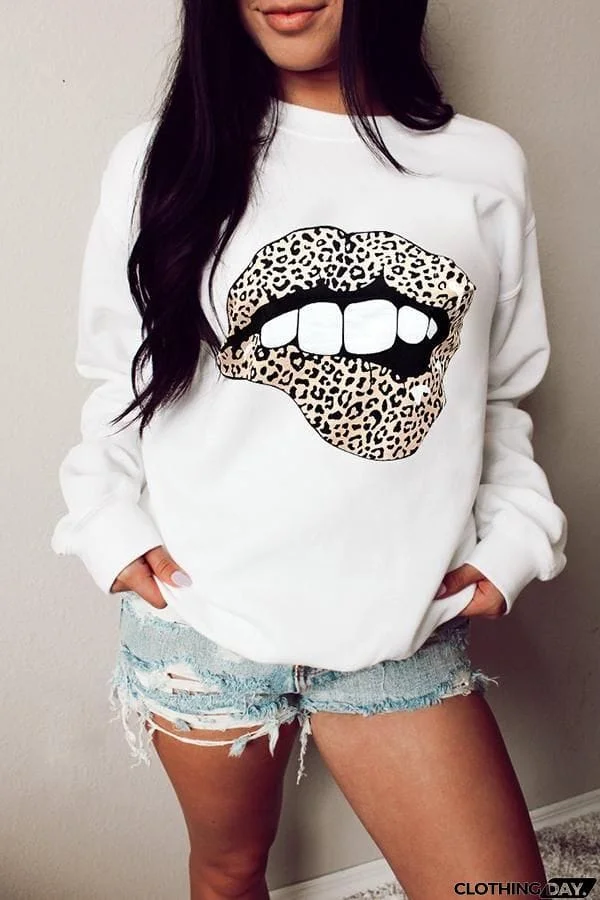 Printed Long Sleeve Loose Sweatshirt (3 Colors)