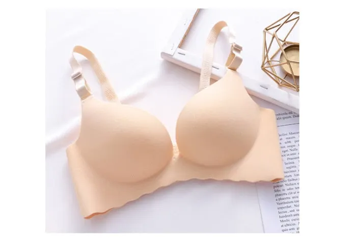 Sexy One-Piece Bra Women Wireless Breathable Underwear Gather Push Up Simple Lingerie Seamless Bralette Candy Color нижнее белье