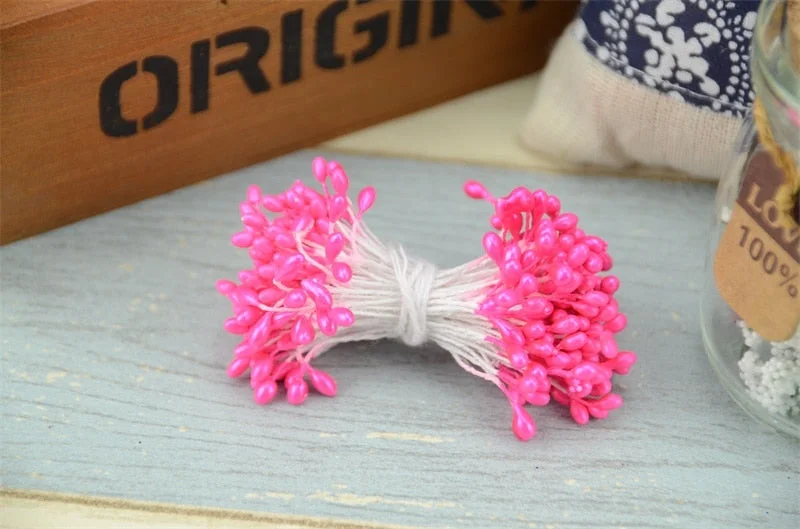 3mm 300pcs Double heads Mini Pearl Stamen Sugar Artificial Flower For Wedding Decoration DIY Scrapbooking Wreath Fake Flowers