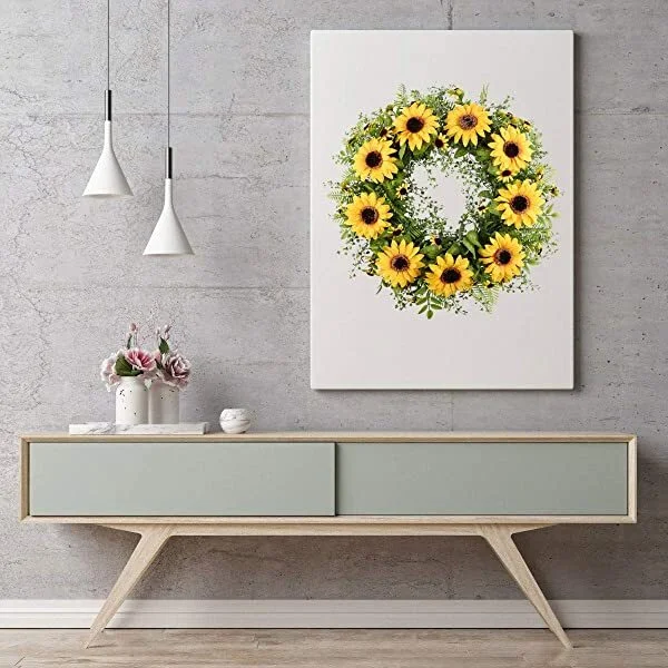 Big Sunflower Door Wreath Summer Spring Flower Wreath