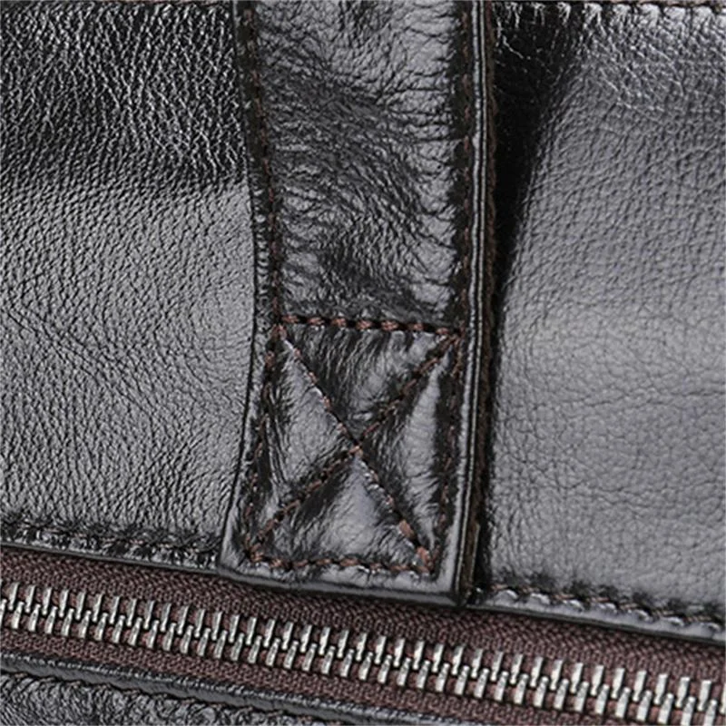 Men's Large-Capacity Handbag Business Leather Briefcase Crossbody Bag