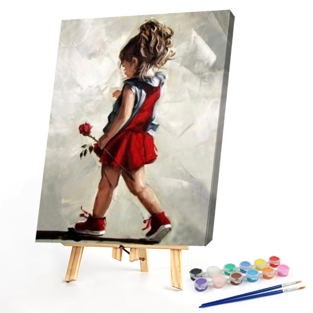 

30*40CM - Paint By Numbers - Girl In Red Dress, 501 Original