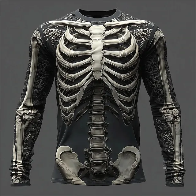 Halloween Men's Skull Graphic Skull Skeleton Long Sleeve T-shirt