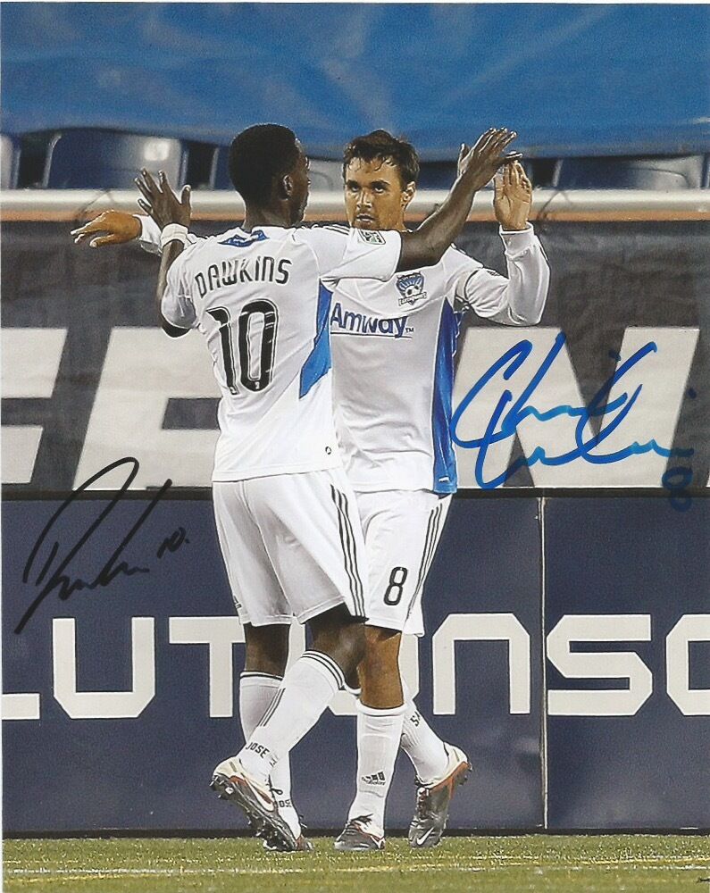 San Jose Earthquakes Simon Dawkins Chris Wondolowski Autographed 8x10 Photo Poster painting COA