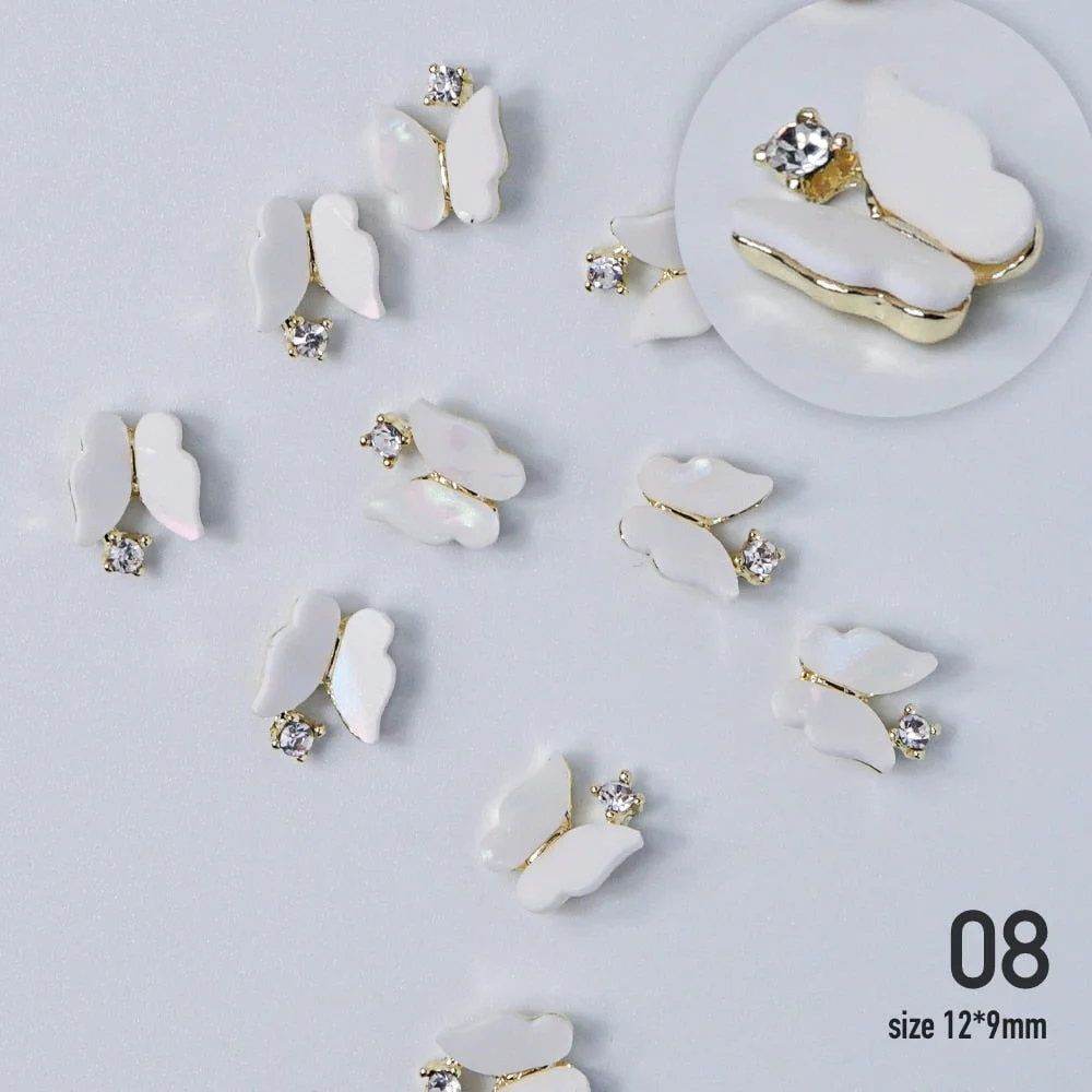 Nail jewelry 3D Alloy high quality zircon Butterfly Flower crystal Pearl Metal Manicure Nails DIY Accessories Nail Decor