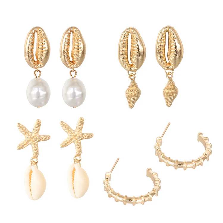 Bohemian Shell Irregular Star Stud Earrings Set
