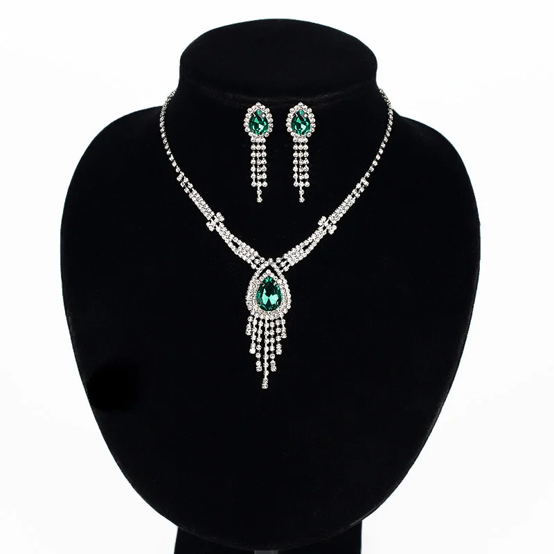 Two Piece Rhinestone Claw Chain Jewelry Set