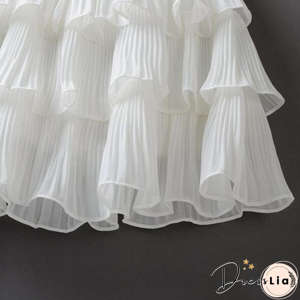 Summer Women Elasticity Waist Mini Skirt Ladies Chiffon Skirt Ladies Casual Cake Skirts Pleated Skirts-G140