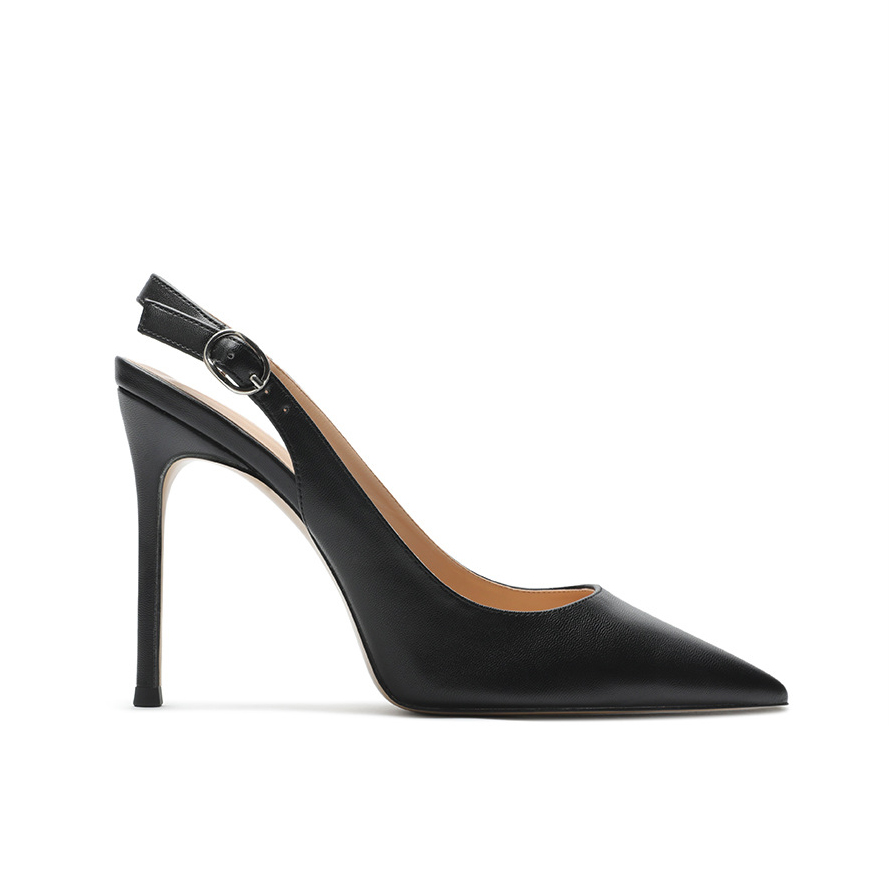 100mm Women's Sandals Pointed Toe Slingback Apricot Bottom Heels-MERUMOTE