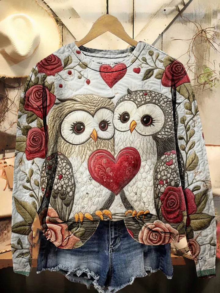 Valentine's Day Owl Crewneck Sweatshirt