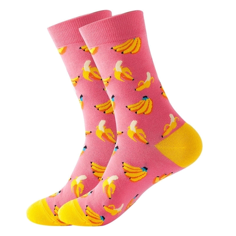 Unisex Casual Fruit Hamburger Poached Egg Cotton Spandex Polyester Ankle Socks A Pair