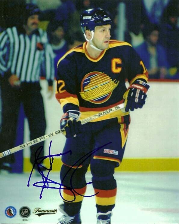 VINTAGE STAN SMYL SIGNED VANCOUVER CANUCKS 8x10 Photo Poster painting #2 Autograph PROOF!