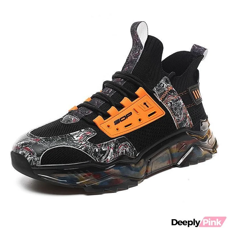 Exquisite Textile Upper Bold Colorway Platform Casual Lace-Up Sneakers