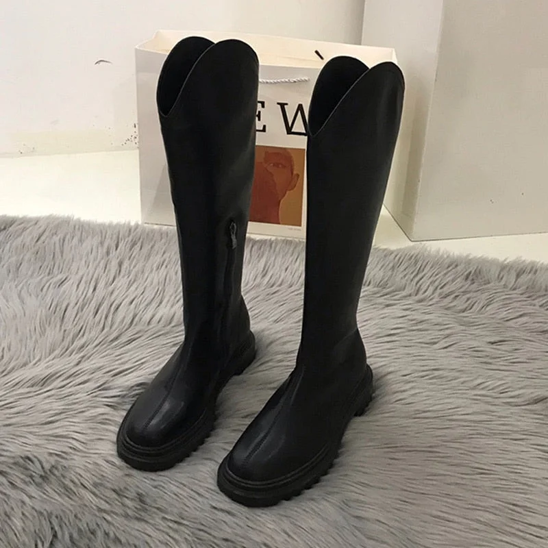 Fashion New Thigh High Boots Women Platform Shoes Thick Soled Female Knee High Boots Autumn Winter Ladies Long Motorcycle Boots