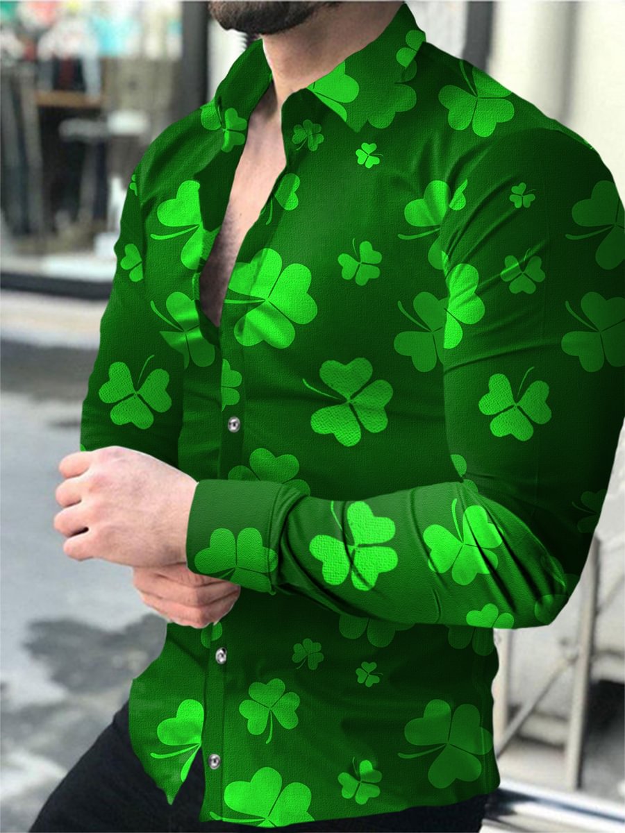 Men 'S St Patrick 'S Day Lucky Four-Leaf Clover Shirt