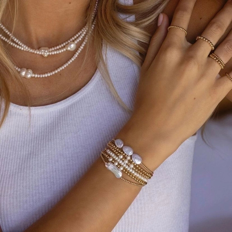 Freshwater Pearl Copper IG Style Handmade Bohemian Beaded Geometric Bracelets