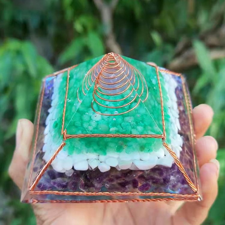 Amethyst Green King Stone White Jade Orgone Pyramid