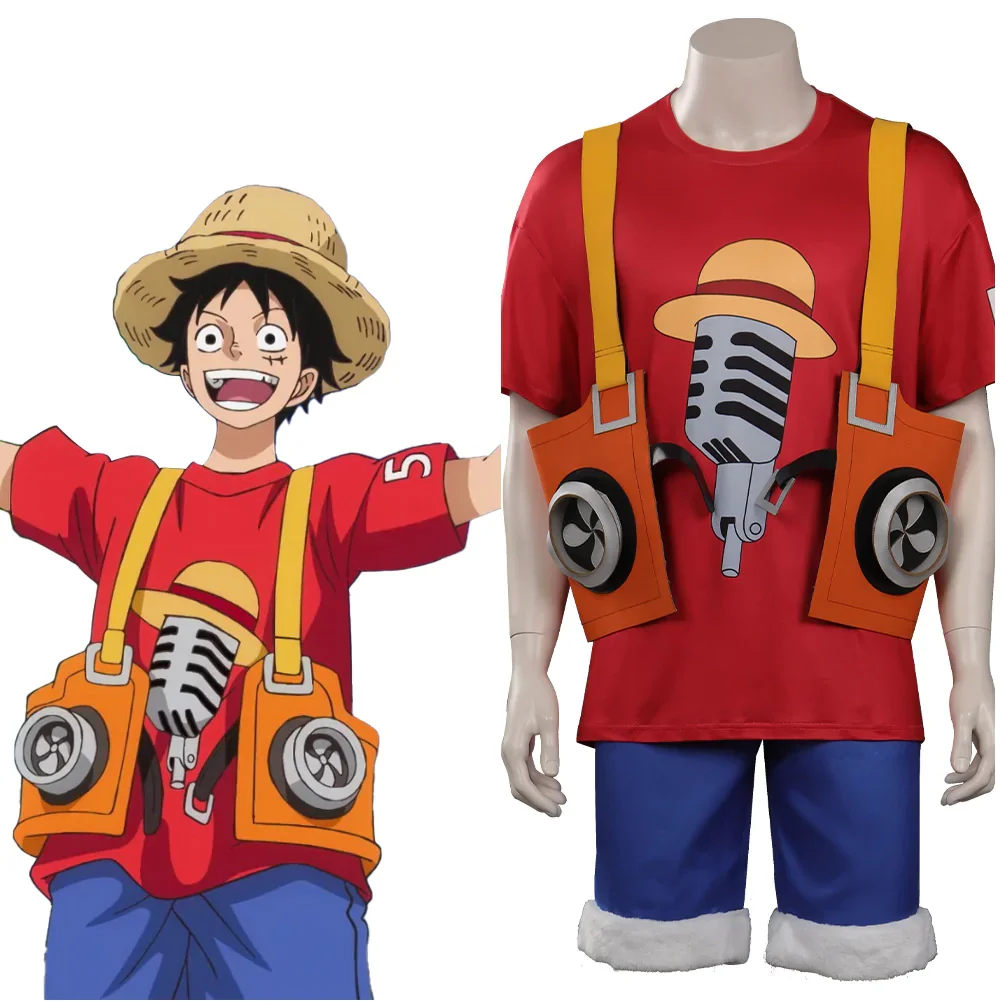One Piece Film Red 2022 Monkey D. Luffy Cosplay Costume Outfits Halloween Carnival Suit