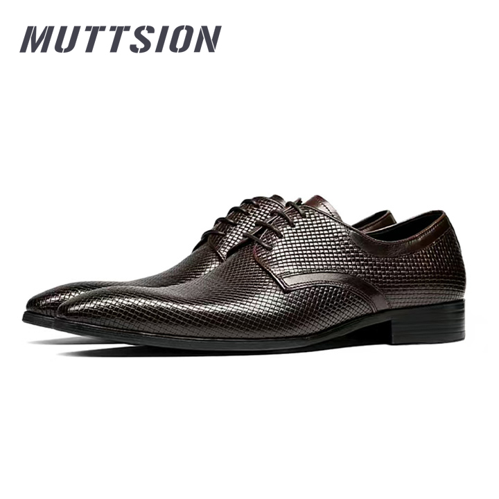 MUTTSION Woven Business Formal British Genuine Leather Cowhide Men's Shoes  MUTTSION.COM MUTTSION