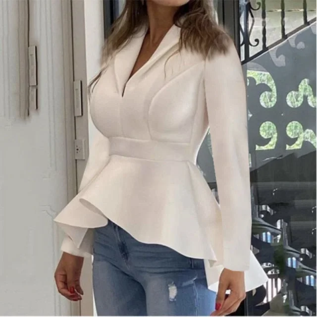 Long Sleeve White Women Fall Classy Blouses