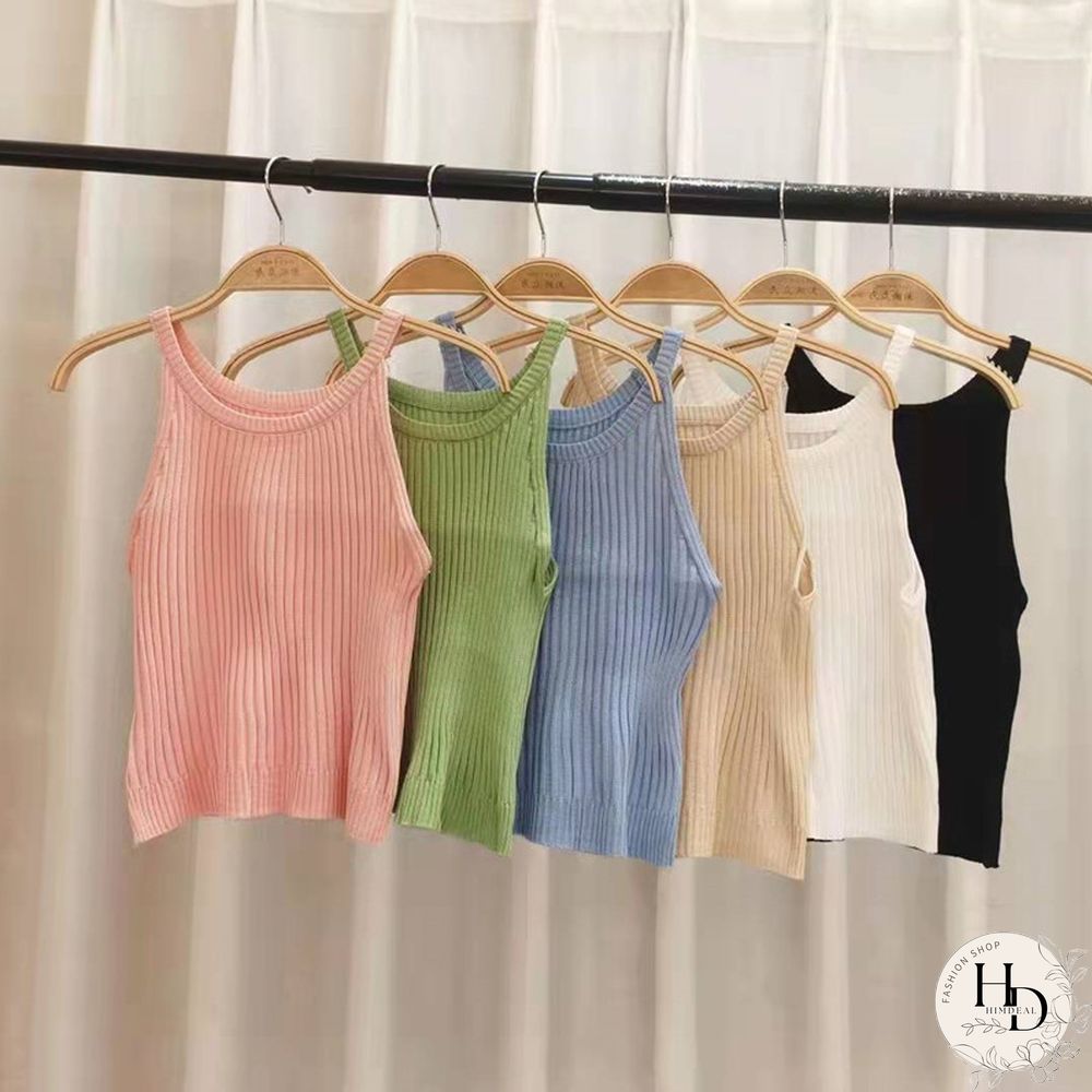 Heliar Women Plain Halter Tops Knitted Off Shoulder Y2K Tops Camis Sexy Crop Tops Women Tank Tops Summer