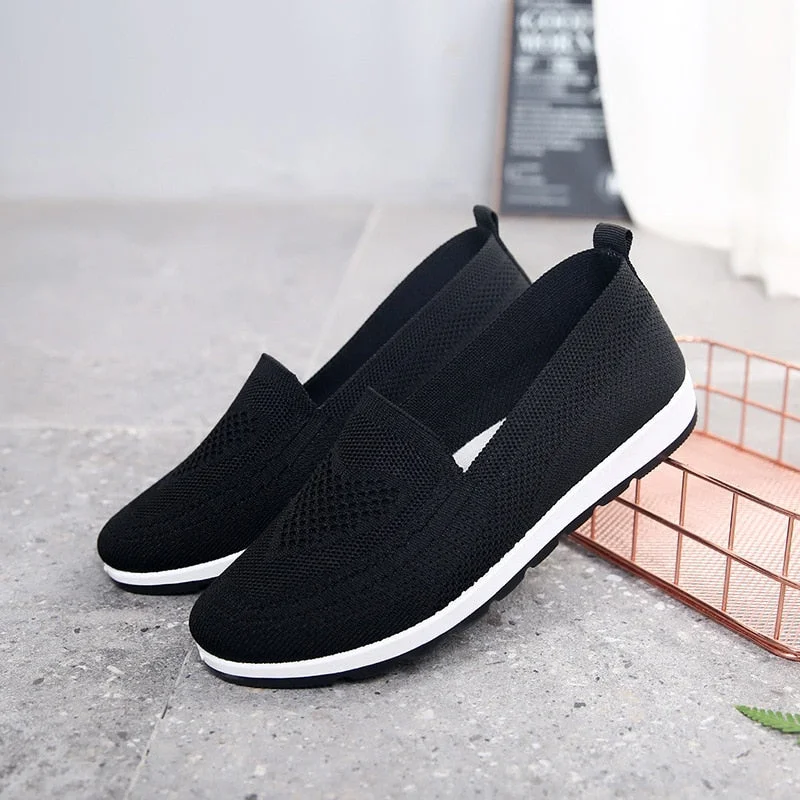 Women Casual Shoes Light Sneakers Breathable Mesh Summer knitted Vulcanized Shoes Plus Size woman flats Shoes Flying net shoes