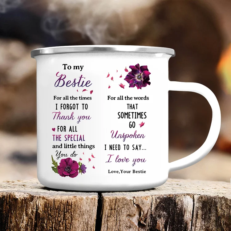 To My Bestie Photo Mug Enamel Violets Cup Personalized Gifts for Besties - For All The Times I Forgot To Thank You