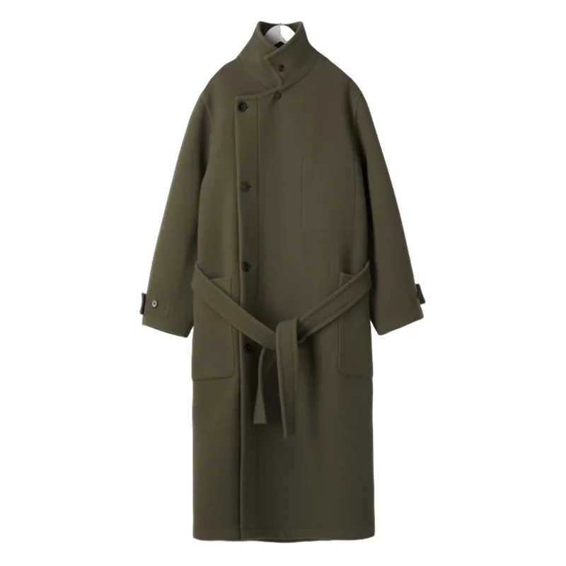 Aonga Autumn Winter Oversized Long Warm Brown Wool Blends Coat Men Luxury Designer Unisex Clothes Woolen Overcoat 2024 aonga