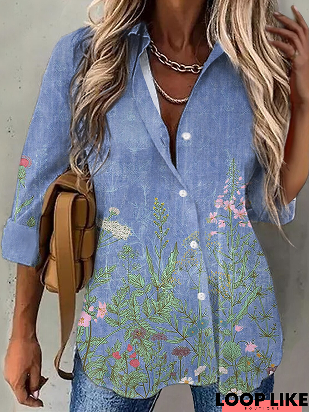 Women's Daily Casual Floral Casual Shirt Collar Long Sleeve Tunic Blouse