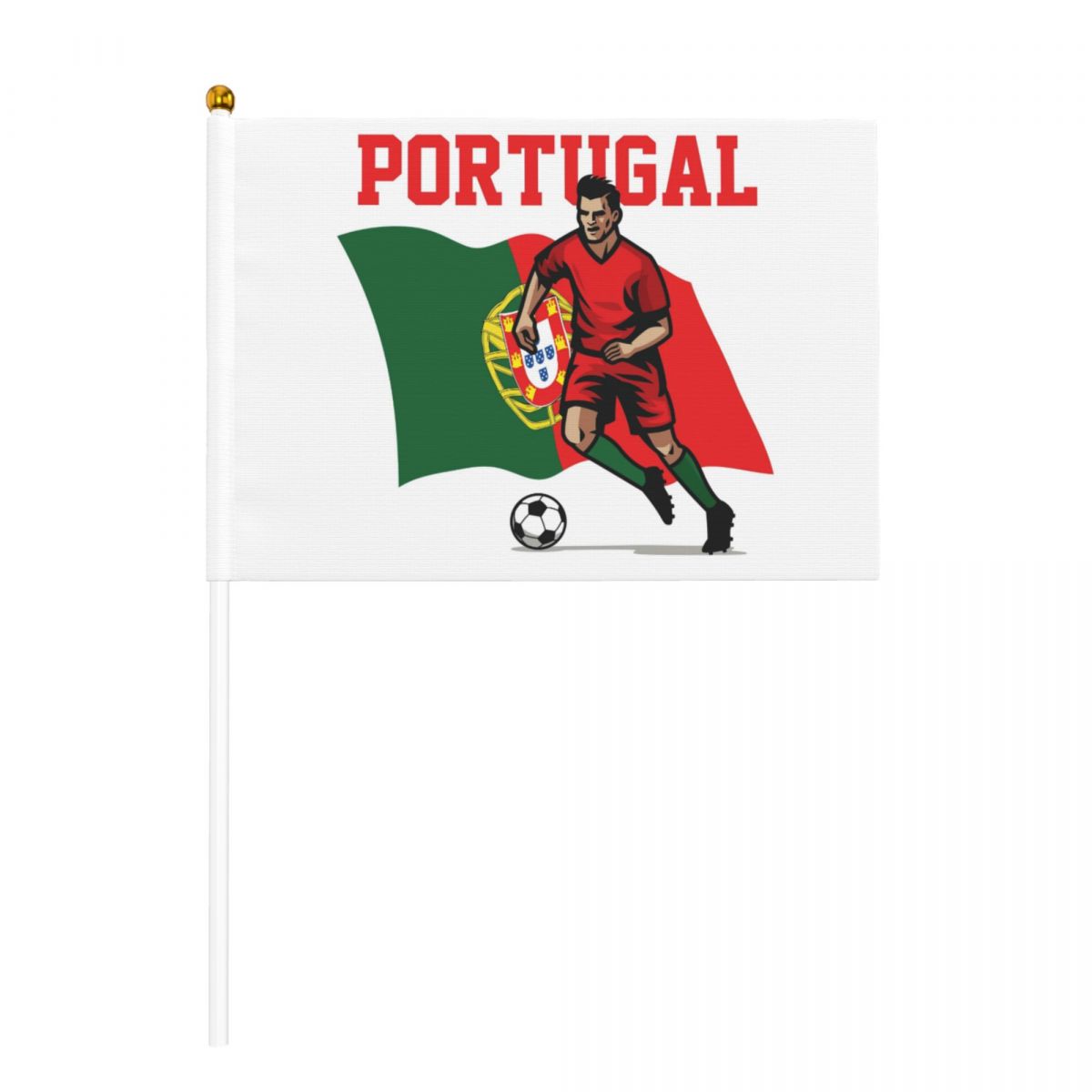 Portugal Soccer Player Small Stick Mini Hand Held Flags