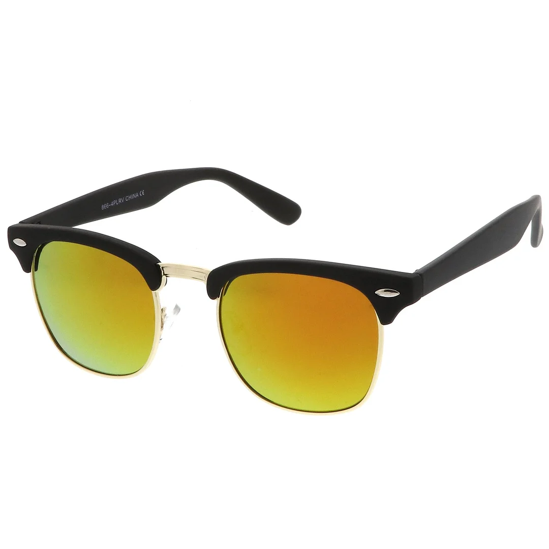 Rubberized Mirror Lens Half Frame glasses 49mm