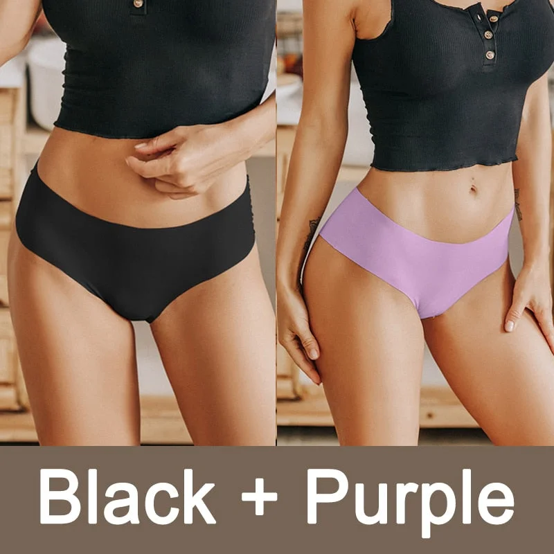 2PCS/Set Seamless Panties Women Sexy Underwear V Desgin Waist Briefs Plus Size Brazillian Pantys Female Lingerie Underpants
