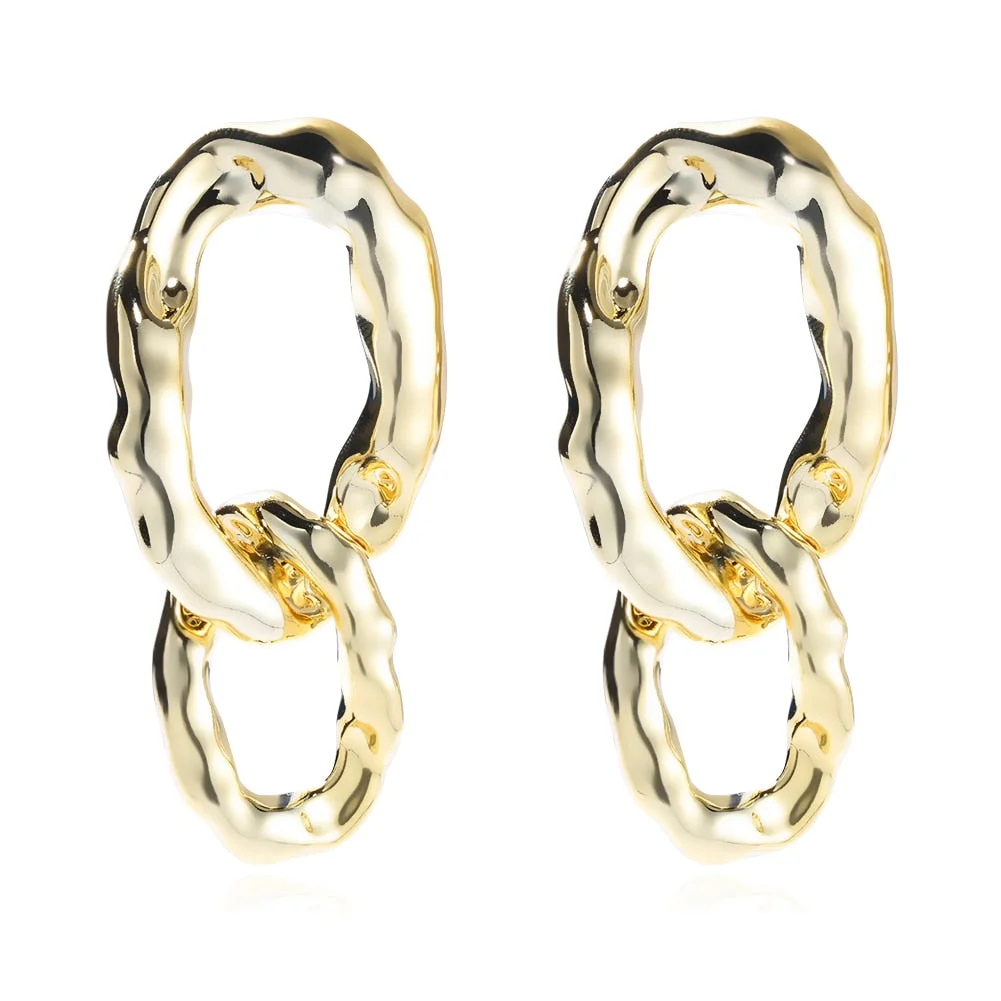 Dvacaman Golden Leaf Flower Earrings For Women Vintage Irregular Geometric Metal Long Drop Dangle Beetle Earrings Trendy Jewelry