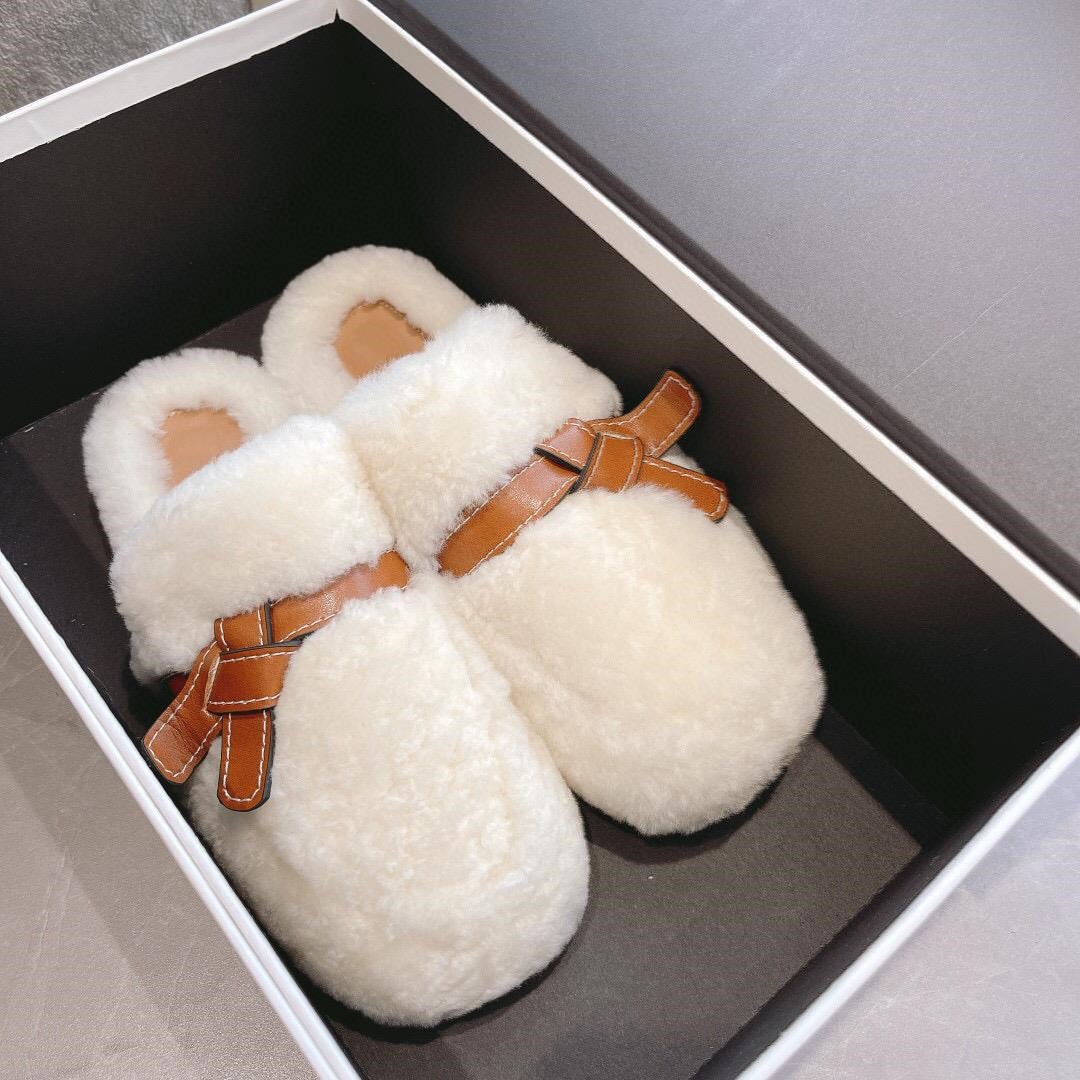 Women's Casual Colorblock Round Toe Flat Sole Plush Slippers