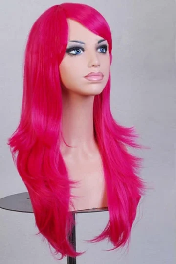 Rose Red Fashion Cosplay Ladies Sexy Long Waves Hair Wig-elleschic