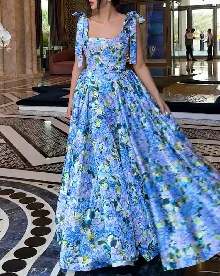 sleeveless printed waist dress