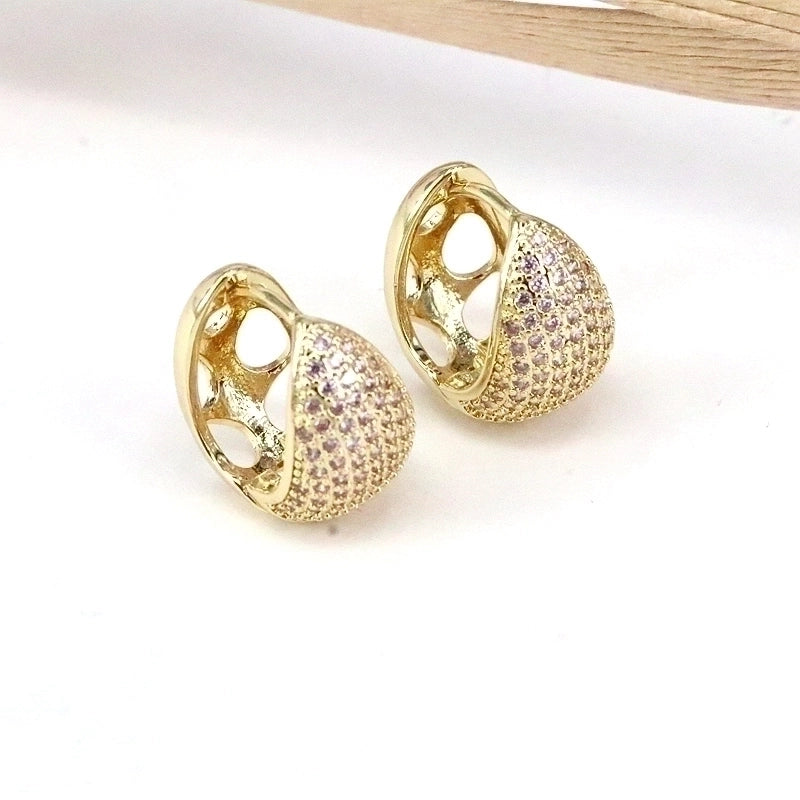 1 Pair Elegant Minimalist C Shape Plating Inlay Copper Zircon 18K Gold Plated Earrings