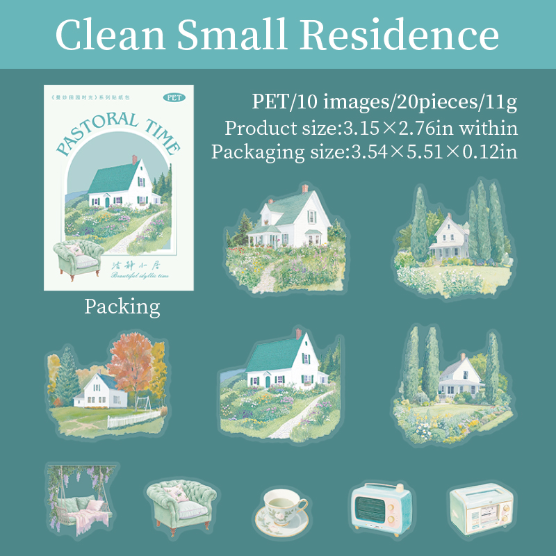 PET Sticker - Pastoral Time Series Vintage Garden Flower Character Landscaping 