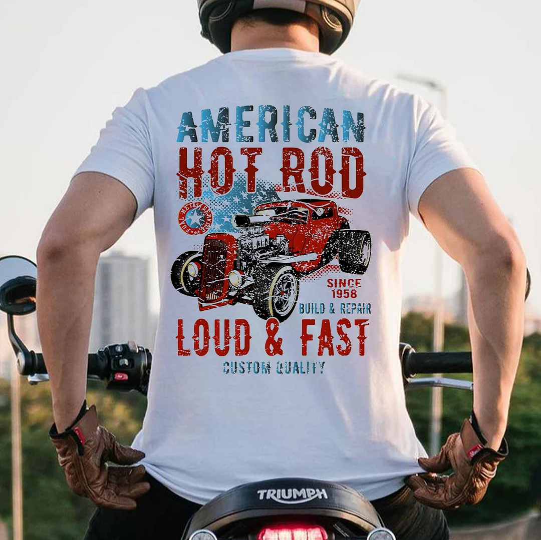 AMERICAN HOT ROD LOUD&FAST Classic Car Print Men's T-shirt