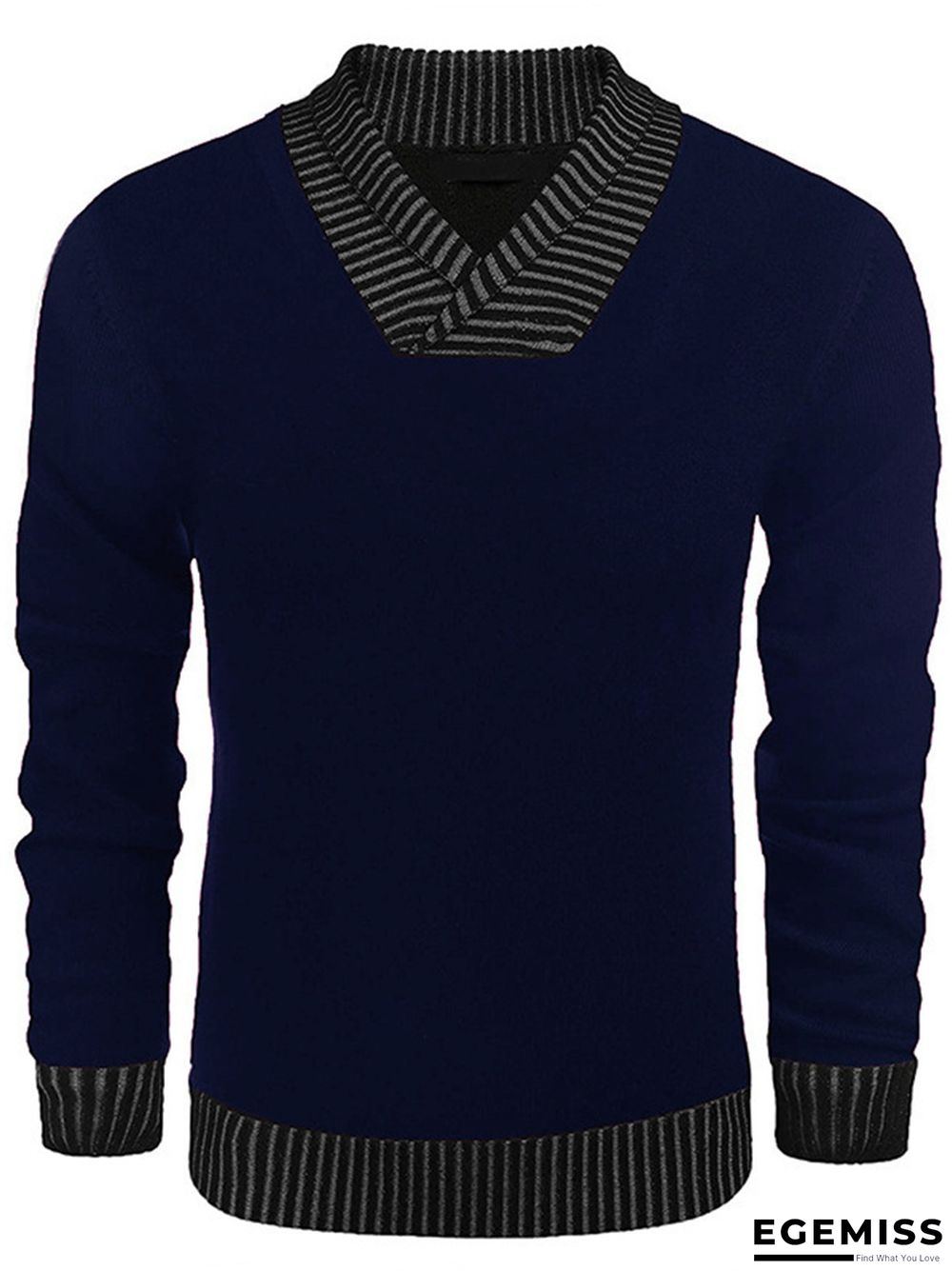 Long Sleeve V-neck Men's Casual Knitting Sweater | EGEMISS
